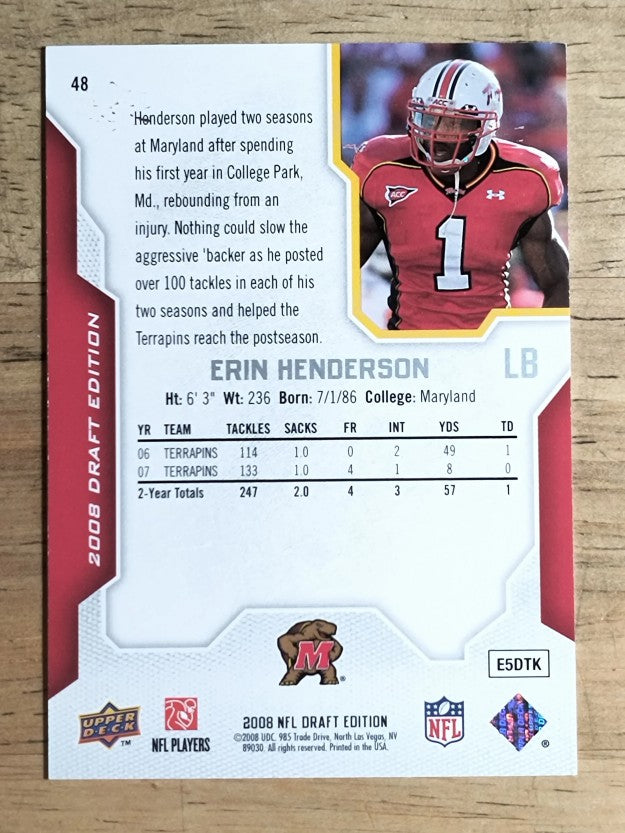 2008 Upper Deck Draft Edition Gold #48 Erin Henderson (EXMT)