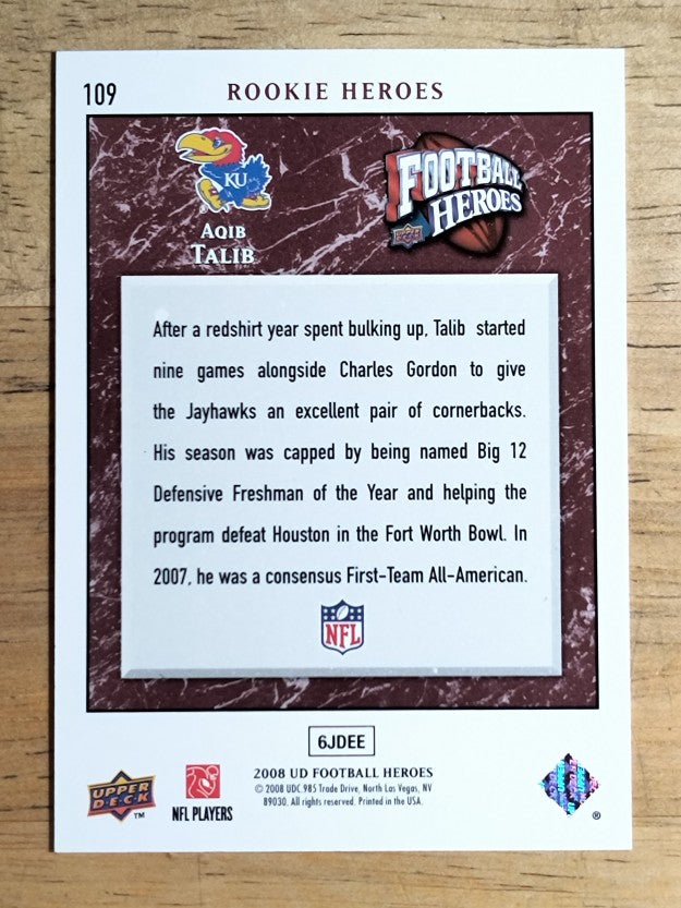 2008 Upper Deck Heroes #109 Aqib Talib RC