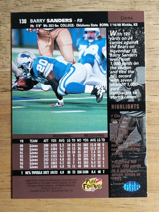 1996 Upper Deck #130 Barry Sanders