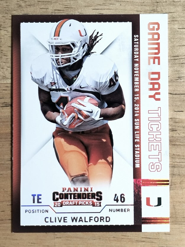 2015 Panini Contenders Draft Picks Game Day Tickets #9 Clive Walford