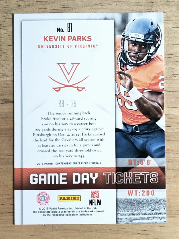 2015 Panini Contenders Draft Picks Game Day Tickets #81 Kevin Parks