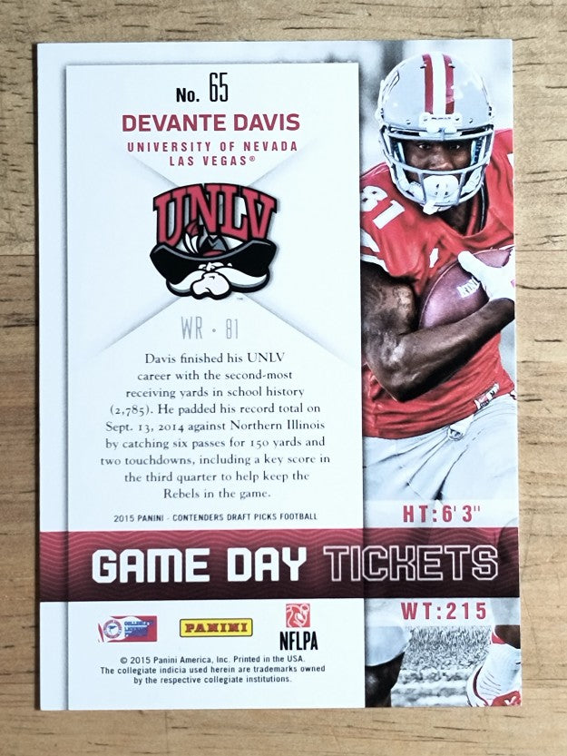 2015 Panini Contenders Draft Picks Game Day Tickets #65 Devante Davis