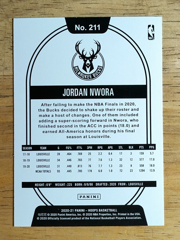 2020-21 Hoops #211 Jordan Nwora RC