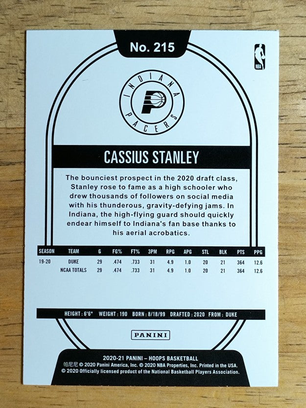 2020-21 Hoops #215 Cassius Stanley RC