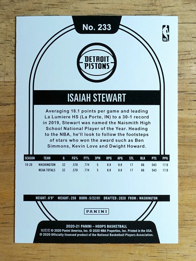 2020-21 Hoops #233 Isaiah Stewart RC