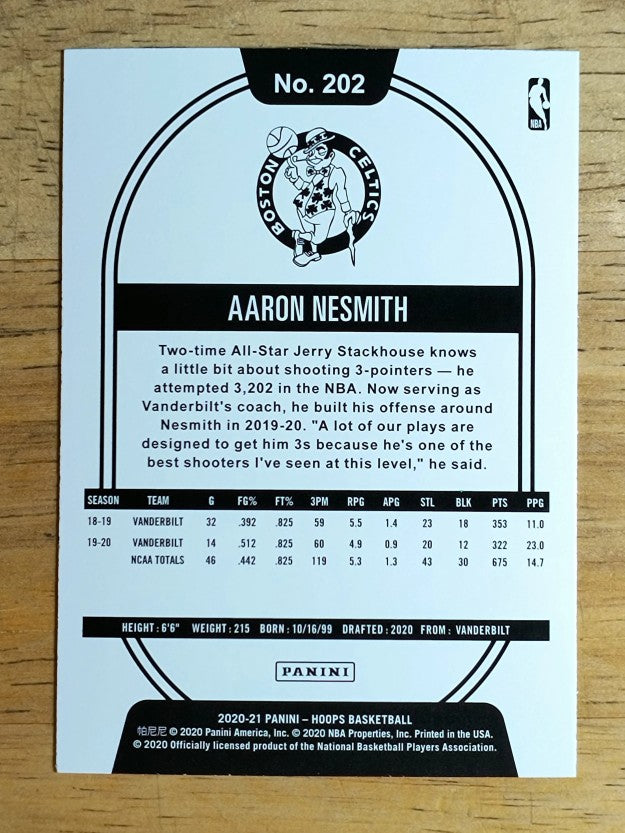 2020-21 Hoops #202 Aaron Nesmith RC