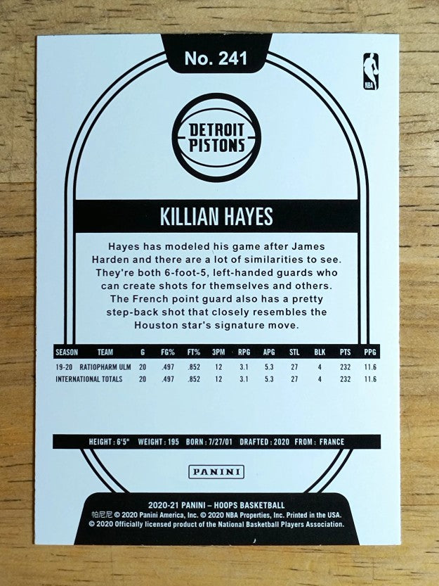 2020-21 Hoops #241 Killian Hayes RC