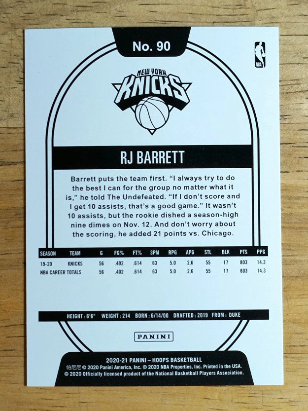 2020-21 Hoops #90 RJ Barrett