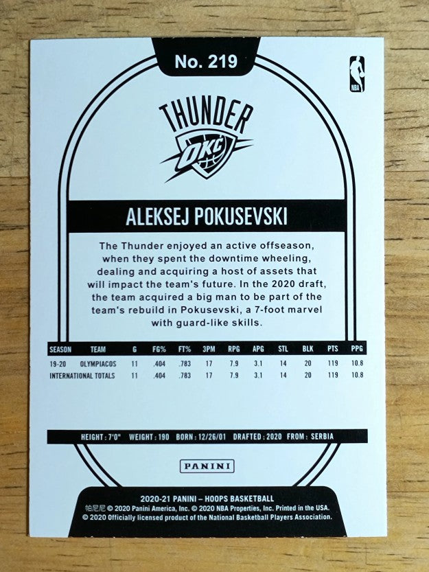 2020-21 Hoops #219 Aleksej Pokusevski RC
