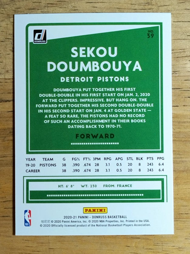 2020-21 Donruss Green Flood #39 Sekou Doumbouya