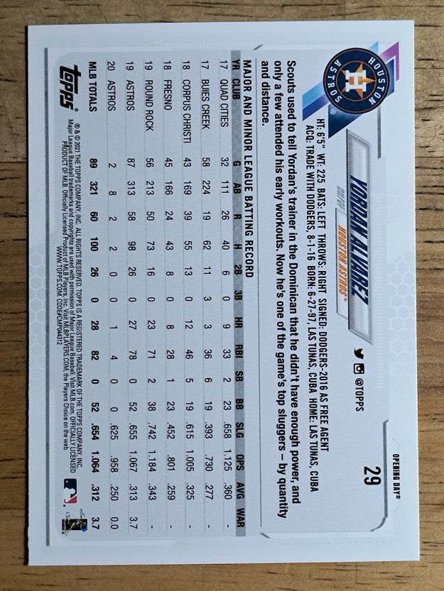 2021 Topps Opening Day #29 Yordan Alvarez
