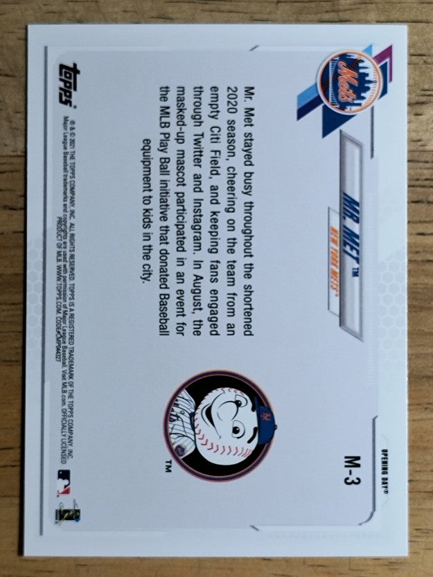 2021 Topps Opening Day Mascots #M3 Mr. Met