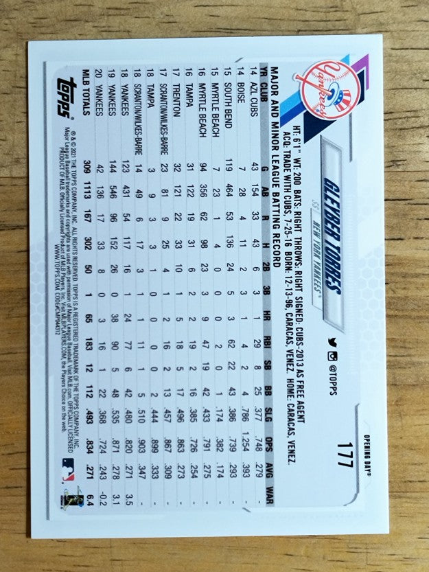 2021 Topps Opening Day #177 Gleyber Torres