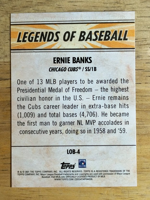 2021 Topps Opening Day Legends of Baseball #LOB4 Ernie Banks