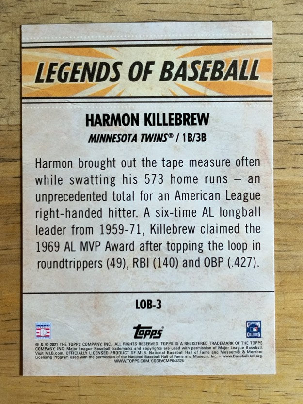 2021 Topps Opening Day Legends of Baseball #LOB3 Harmon Killebrew