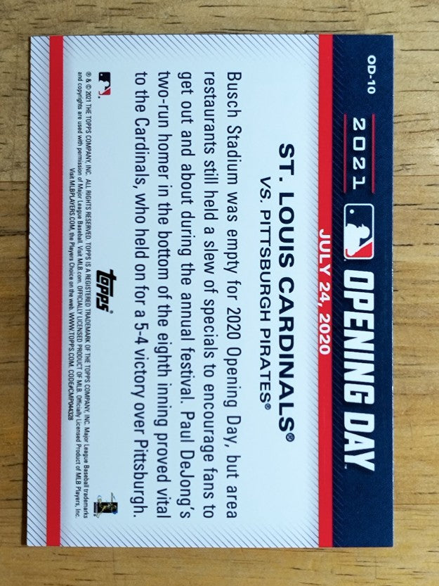 2021 Topps Opening Day Opening Day #OD10 St. Louis Cardinals BB