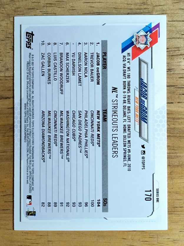 2021 Topps #170 Jacob deGrom LL