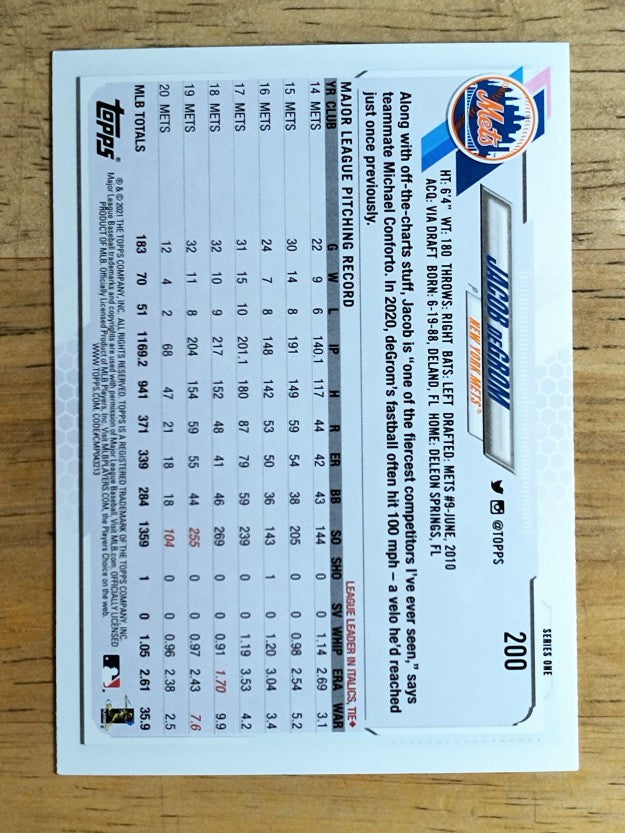 2021 Topps #200 Jacob deGrom