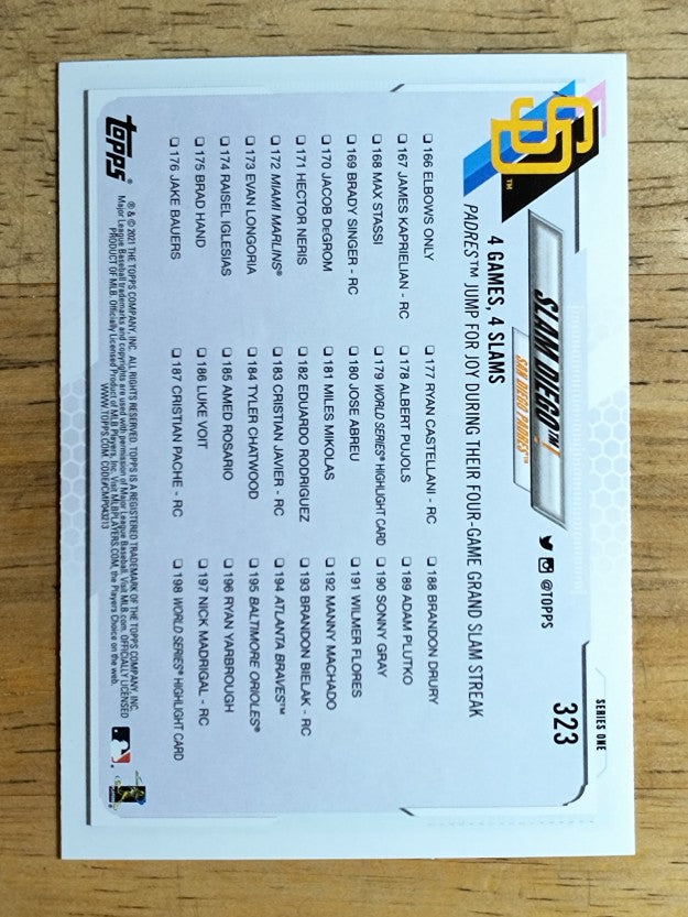 2021 Topps #323 Slam Diego!/Manny Machado/Fernando Tatis Jr