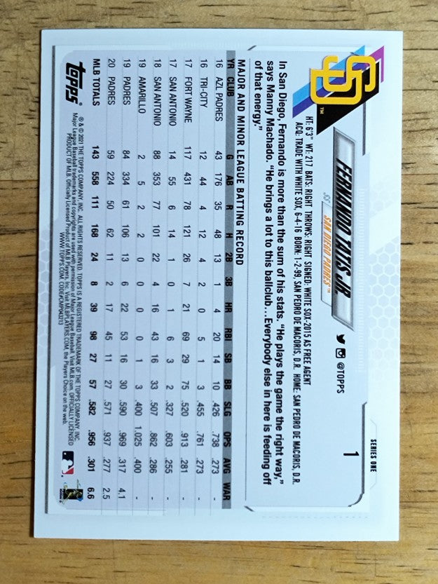 2021 Topps #1 Fernando Tatis Jr.