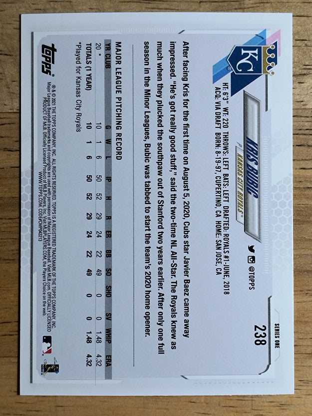 2021 Topps #238 Kris Bubic RC