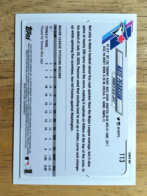 2021 Topps #113 Nate Pearson RC
