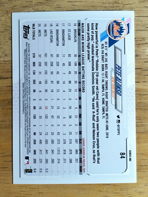 2021 Topps #84 Pete Alonso