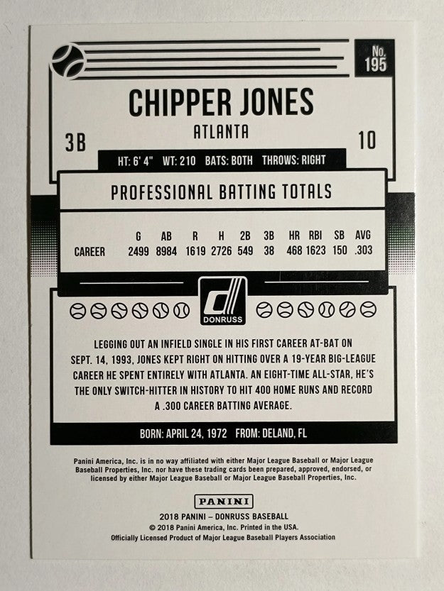 2018 Donruss Variations #195 Chipper Jones