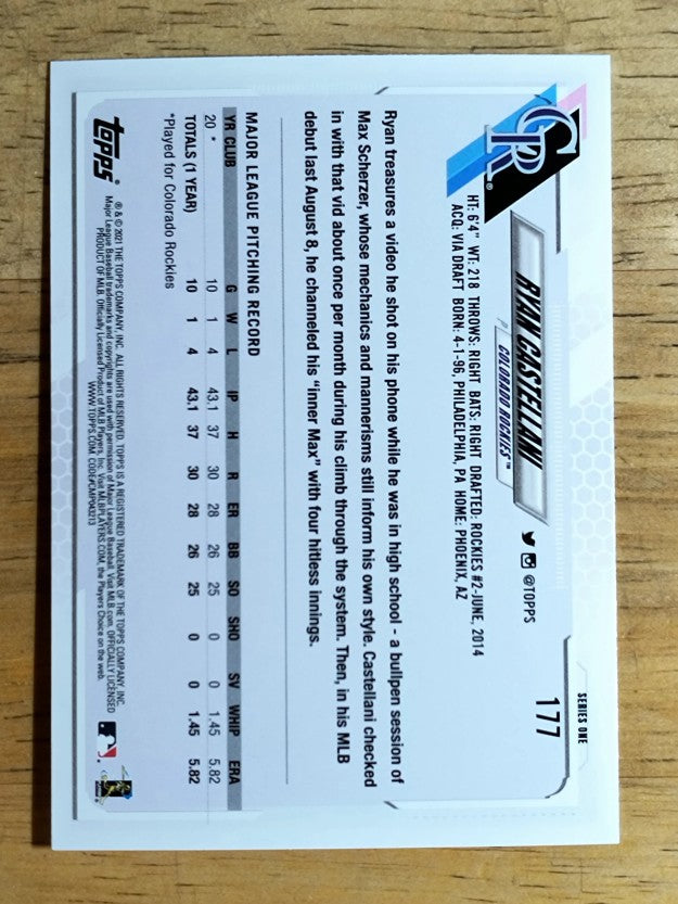 2021 Topps #177 Ryan Castellani RC