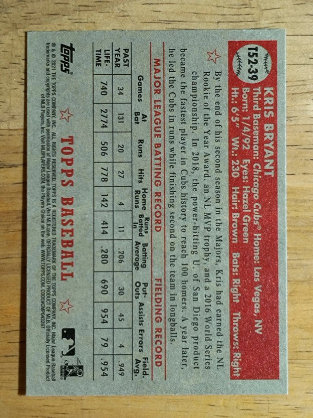 2021 Topps '52 Topps Redux #T5239 Kris Bryant