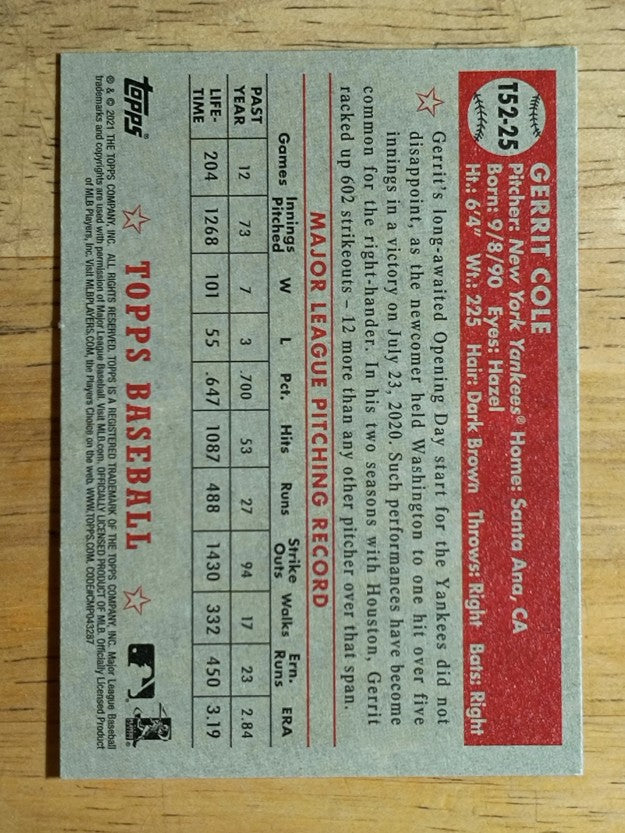 2021 Topps '52 Topps Redux #T5225 Gerrit Cole