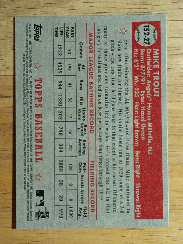 2021 Topps '52 Topps Redux #T5227 Mike Trout