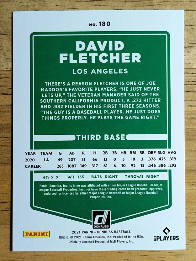 2021 Donruss #180 David Fletcher