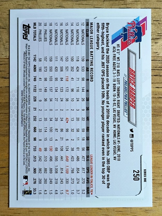 2021 Topps #250 Bryce Harper