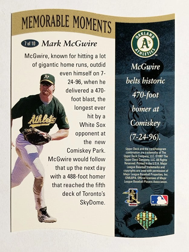 1997 Upper Deck Memorable Moments #A7 Mark McGwire