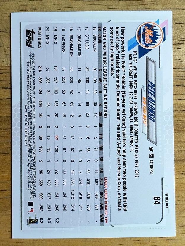2021 Topps #84 Pete Alonso