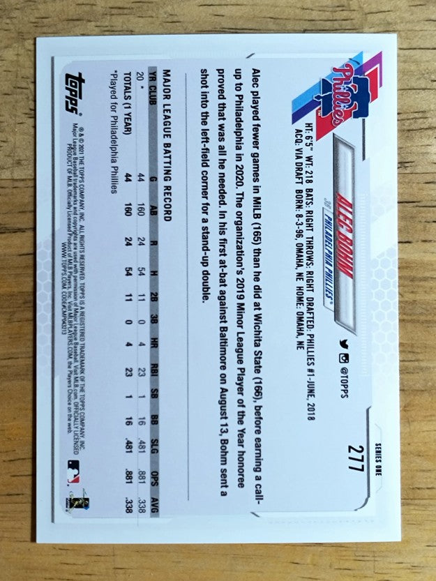 2021 Topps #277 Alec Bohm RC