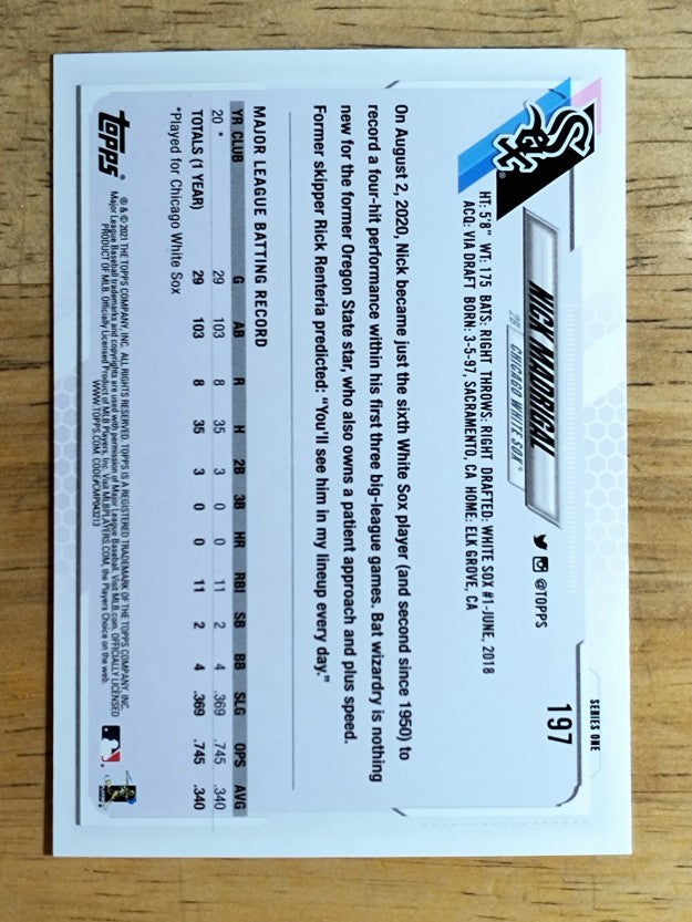 2021 Topps #197 Nick Madrigal RC
