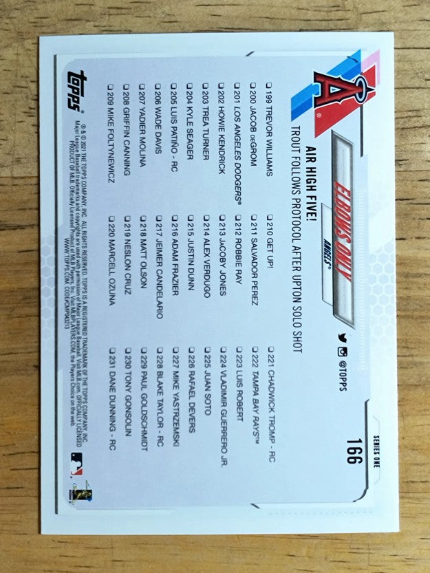 2021 Topps #166 Elbows Only/Justin Upton/Mike Trout