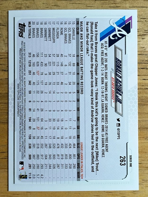 2021 Topps #263 Ronald Acuna Jr.