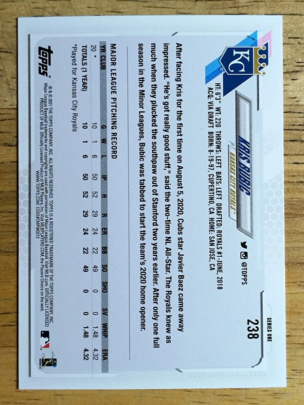 2021 Topps #238 Kris Bubic RC