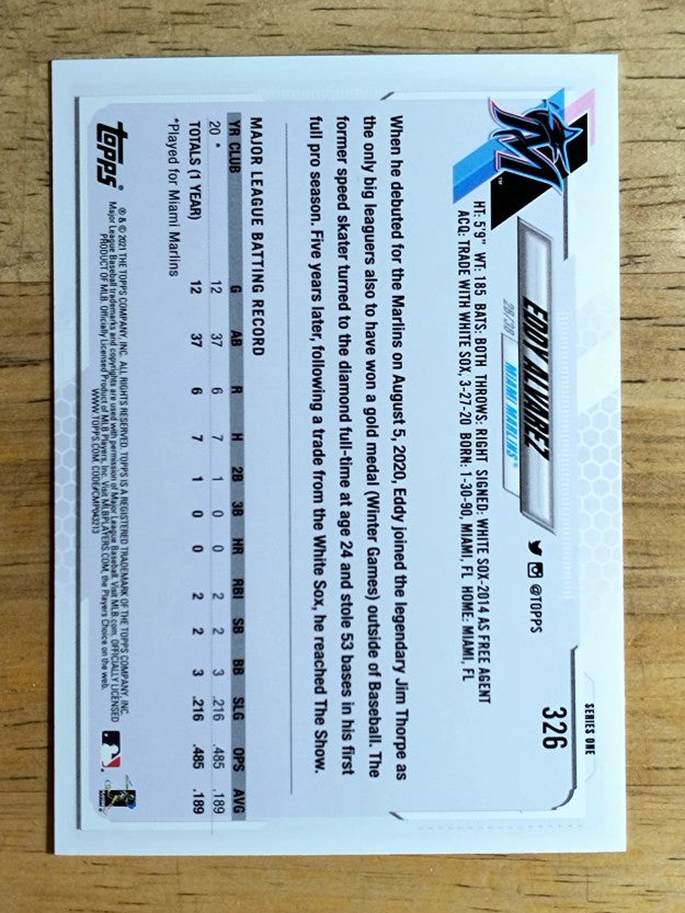 2021 Topps #326 Eddy Alvarez RC