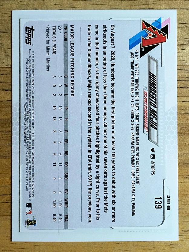 2021 Topps #139 Humberto Mejia RC