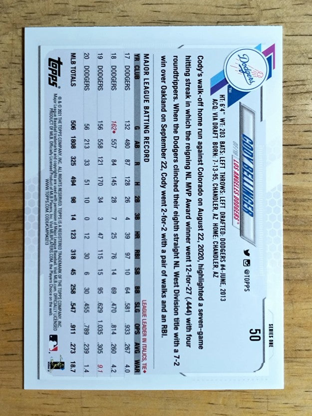 2021 Topps #50 Cody Bellinger