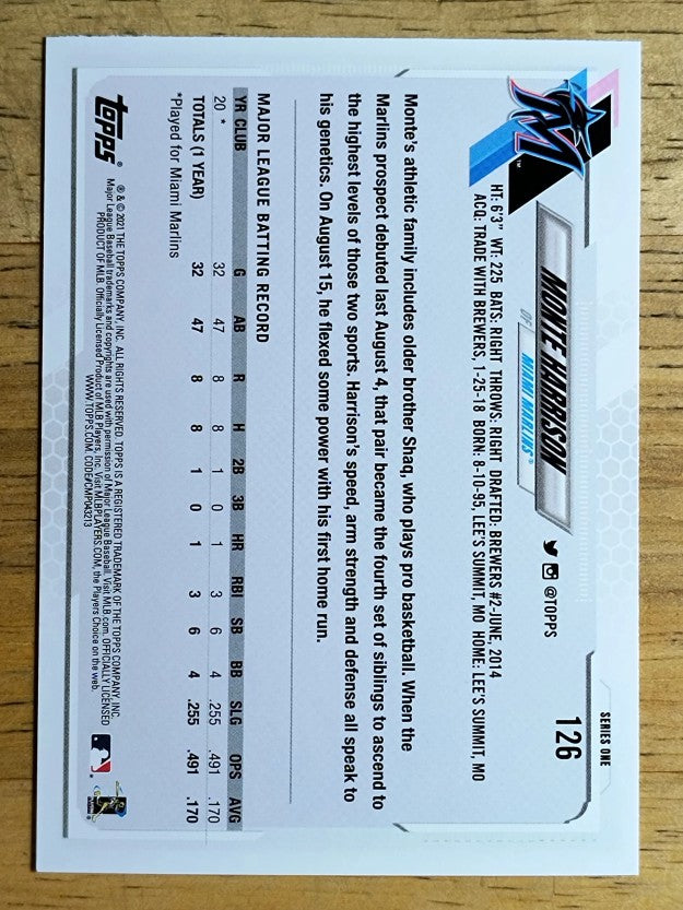 2021 Topps #126 Monte Harrison RC