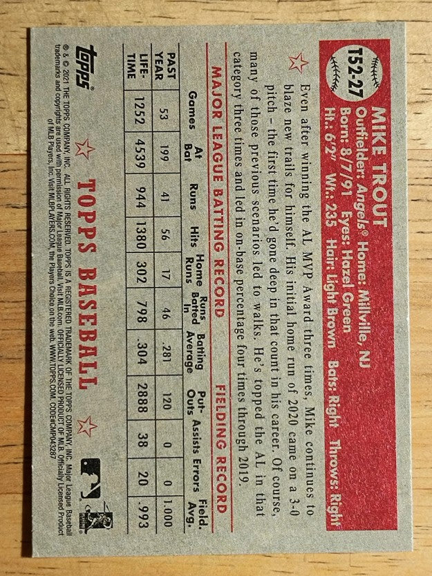 2021 Topps '52 Topps Redux #T5227 Mike Trout