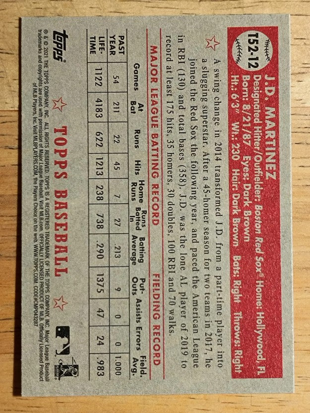 2021 Topps '52 Topps Redux #T5212 J.D. Martinez
