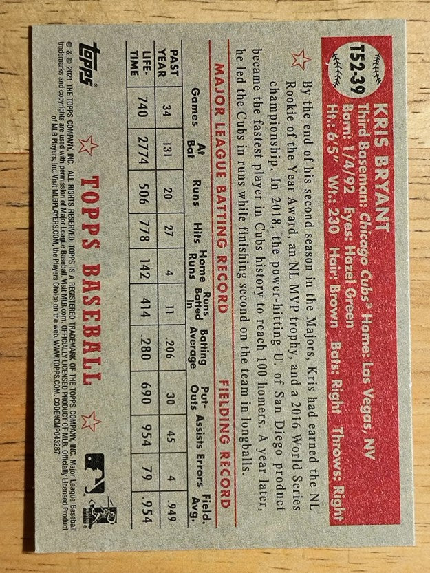 2021 Topps '52 Topps Redux #T5239 Kris Bryant