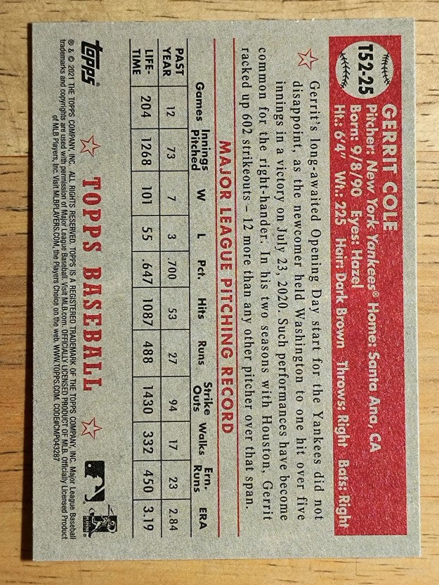 2021 Topps '52 Topps Redux #T5225 Gerrit Cole