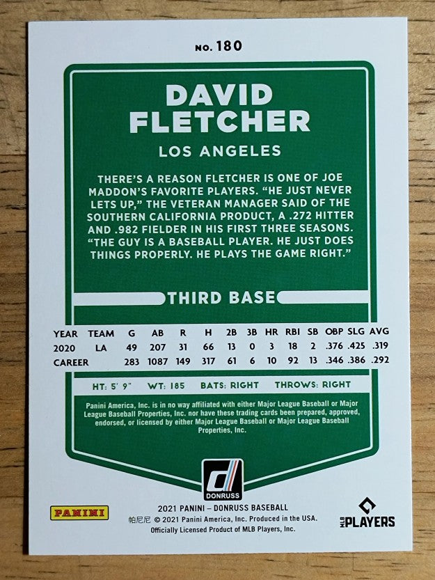 2021 Donruss #180 David Fletcher